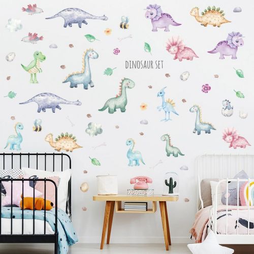 Dinosaur Wall Stickers Removable Wall Decals Nursery Kids Room Baby Watercolour