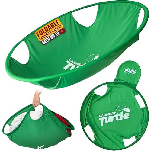 Laundry Turtle Large 26" Collapsible Laundry Basket | Revolutionary Foldable Laundry Hamper | Innovative Laundry Basket for Dirty Clothes Washing & Dryer Removal Portable Laundry Grabber