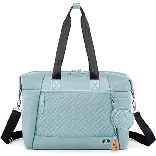 Dikaslon Diaper Bag Tote, Large Travel diaper tote for Mom and Dad, Multifunction baby tote bag for Boys and Girls with Pacifier Case and Changing Pad, Light Blue