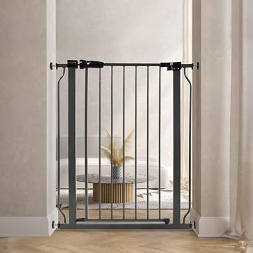 BalanceFrom Walk-Thru Safety Gate for Baby and Pets, Child Proof Fence for Doorways, Stairways, Hallways, 29.1" to 33.8" Opening, 30" Height, White