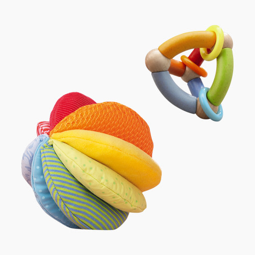HABA Fabric Ball & Color Pyramid Clutching Toy Bundle