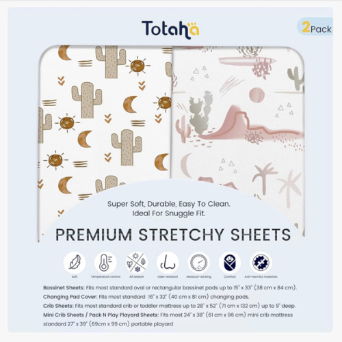 Cactus Crib Sheets (2-Pack) - Hypoallergenic