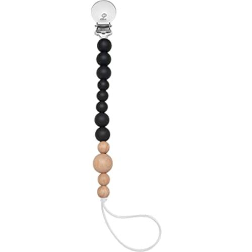 Loulou Lollipop Silicone Soothie Pacifier Clip Binky Holder for Newborn and Baby - Color Block - Black