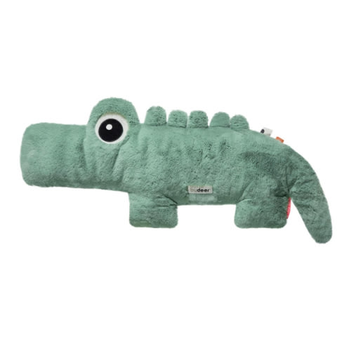 Done by Deer Cuddle Friend Croco Green - Soft and Durable Crocodile Plush Toy for Kids - Made with 100% Recycled Polyester Fibers and PP Beads - Perfect for Bedtime and Playtime