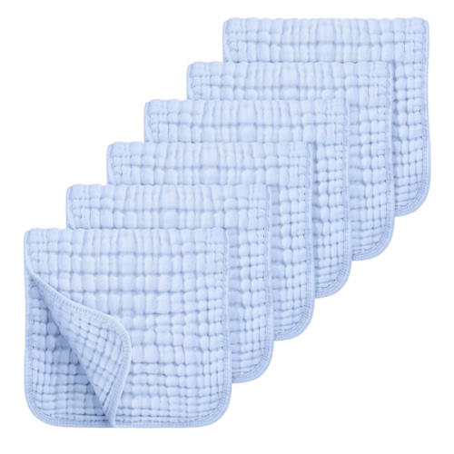 Looxii Muslin Burp Cloths 100% Cotton Muslin Cloths Large 20''x10'' Extra Soft and Absorbent 6 Pack Baby Burping Cloth for Boys and Girls (Blue)
