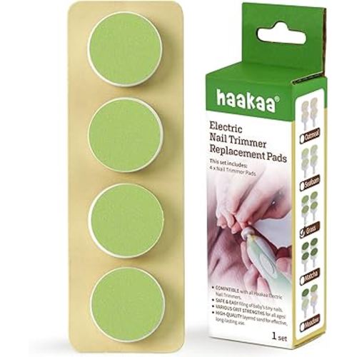 haakaa Electric Nail Trimmer Replacement Pads Baby Nail Trimmer Heads Compatible with All haakaa Nail Trimmers, Suitable for 6-12 Months, Grass