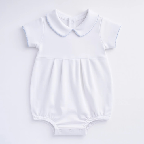 Essentials Solid Collared Bubble - White Blue