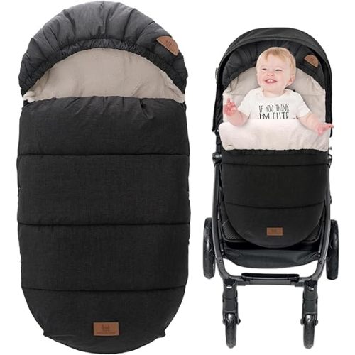 Chancelière universelle pour tout-petit, sac de couchage amovible pour poussette d'hiver, sac de couchage multifonction, imperméable et respirant, meilleur cadeau pour bébé, Noir amovible, Moyen,