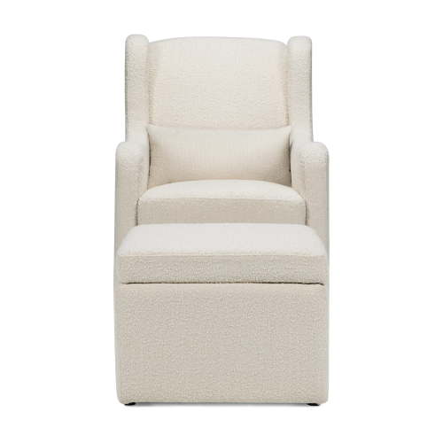 Carter's by DaVinci Adrian Swivel Glider with Storage Ottoman in Ivory Boucle