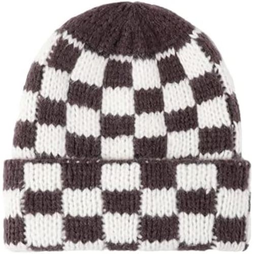CORIRESHA Outdoor Plaid Beanie Cuff Unisex Winer Warm Soft Knit Hat
