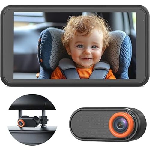 Baby Car Camera with Night Vision & 1080P Display – Easy No-Damage Install, Patented Anti-Shake Mount – Carseat Camera Rear Facing Infant Ideal for New Parents