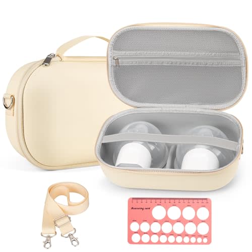 Breast Pump Bag for Momcozy S12 Pro/S9 Pro/M5/V2, Hard Shell Breast Pump Storage for Hands-Free Wearable Breast Pumps with Nipple Ruler, Pumping Travel Case for Breast Pump and Accessories