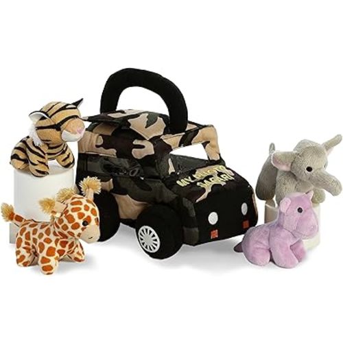 Aurora® Engaging Baby Talk™ My Photo Safari II™ Baby Stuffed Animal - Sensory Delight - Interactive Learning - Multicolor 6 Inches