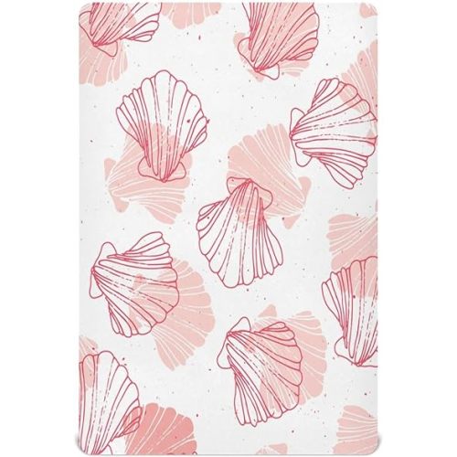 Coral Seashell Crib Sheets - Stretchy Fitted Crib Sheets for Boys Girls, Unisex Cozy Baby Crib Sheet 28 x 52 x 9 Inches