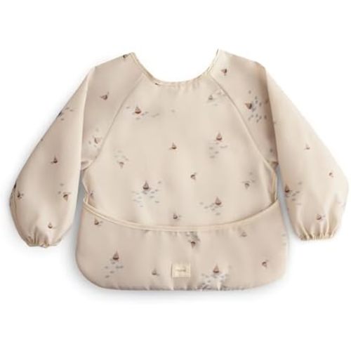mushie Long Sleeve Baby Bib | Mess Free & Waterproof Fabric for Toddlers | Adjustable Fit for Ages 6-24 Months