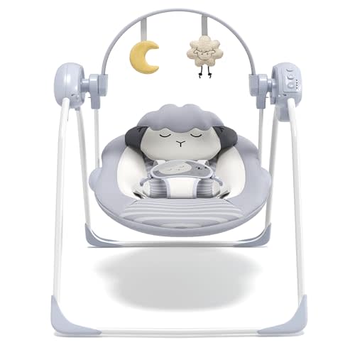 Baby Swings for Infants, Portable Baby Swing with 5-Speed, with Music and Timing for 0-9 Months 6-20 lbs