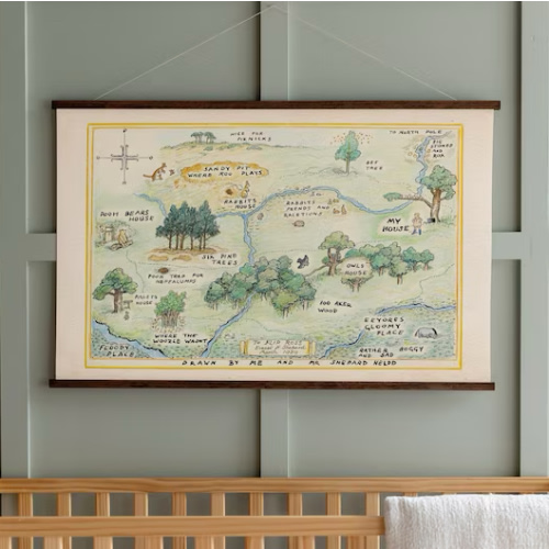 100 Acre Woods Hanging Canvas Map 100 Acre Woods Map Sign Hanging Canvas Canvas Hanger Nursery Canvas 154 - Etsy