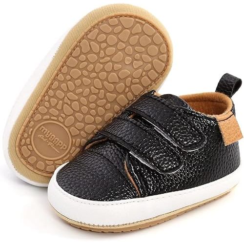 Baby Boys Girls Shoes Non-Slip Rubber Sole High-Top PU Leather Sneakers Infant First Walking Shoes Toddler Crib Shoes Newborn Loafers Flats.