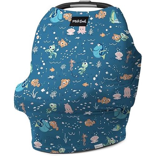 Milk Snob Original Disney Pixar 5-in-1 Baby Cover, Breastfeeding, Car Seat, Carrier, Stroller, High Chair, Shopping Cart, Canopy, Baby Shower Gender Neutral Gifts, Nursing Top (Finding Nemo)