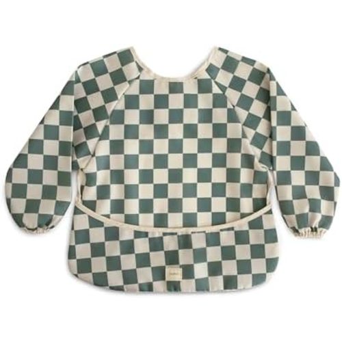 mushie Long Sleeve Baby Bib | Water Resistant Adjustable Fit for Ages 6-24 Months