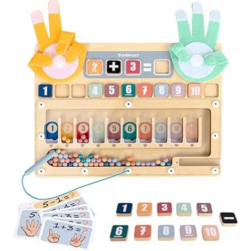 TOP BRIGHT Montessori Learning Toys for 3 4 5 + Year Old, Magnetic Beads Sorting Matching Toys for Boys Girls Birthday Gifts, Finger Math Addition & Subtraction