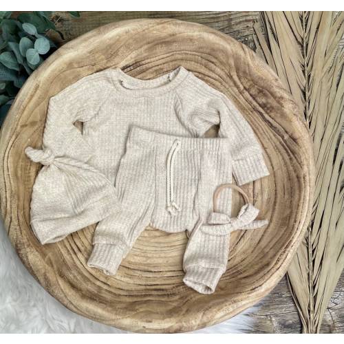 Gender neutral Baby Outfit/waffle knit outfit/Oatmeal Waffle Knit/Baby hospital outfit/newborn baby/Premie baby/baby gift/baby boy, girl