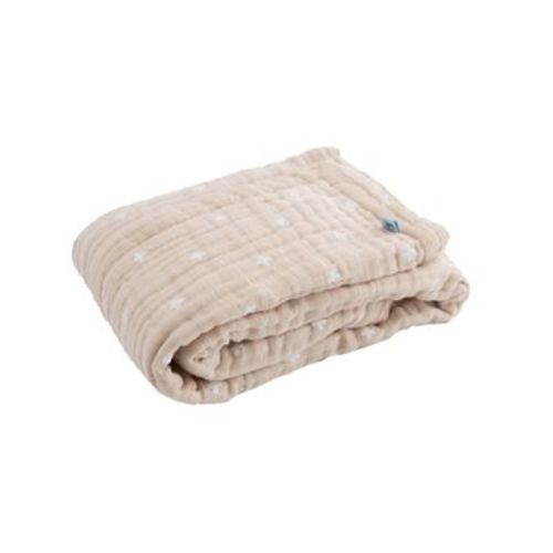 Little Unicorn Cotton Muslin Baby Receiving Quilt, Color: Taupe Cross  - Out of Stock
