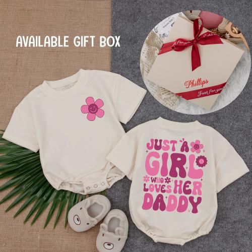Just A Girl Who Loves Her Daddy T-shirt Bubble Romper, First Father’s Day Outfit, Baby Girl Gift, Daddy and Me Outfit, Cute Baby Romper