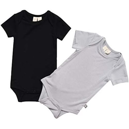 KYTE BABY Unisex Bodysuits, 2-Pack Short Sleeve Baby Bodysuits, 97% Rayon made from Bamboo, 3% Spandex