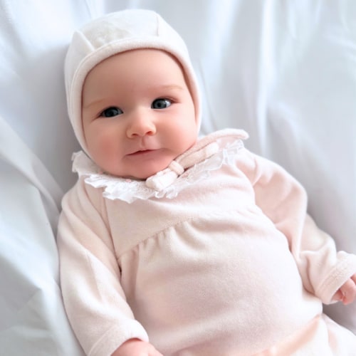 Baby Girl Velour Smocked Collar Romper w/Hat I Feltman Brothers
