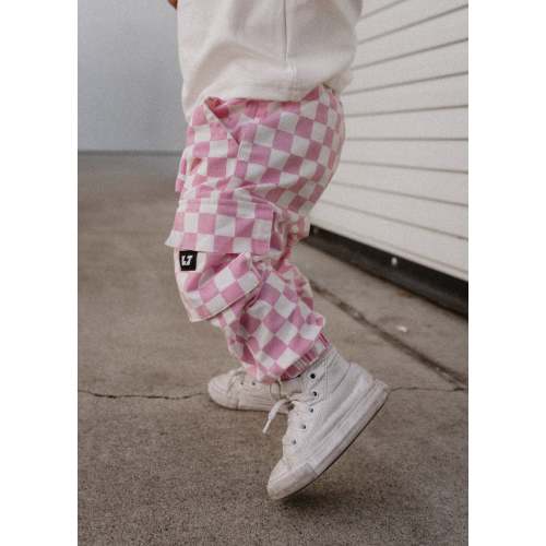 Checker Cargo Pants - Pink | Little Trouble
