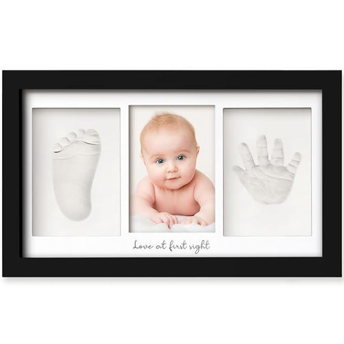KeaBabies Baby Hand and Footprint Kit - Clay Handprint Keepsake Frame, Newborn Nursery Picture Frame, Personalized New Mom Gifts for Baby First Christmas Shower (Onyx Black)