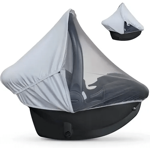 liuliuby 2-in-1 Baby Car Seat Cover for Baby Carseat Cover | Car Seat Sun Shade Cover & Mosquito Net for Infant | Baby Boy Car Seat Cover Baby | Breathable Car Seat Canopy Covers for Unisex (Gray)