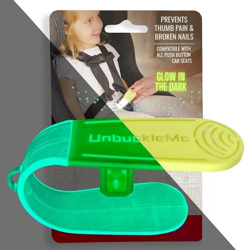 UnbuckleMe Car Seat Buckle Release Tool - New 2024 Glow in the Dark - Easy Opener Aid for Arthritis, Long Nails, Older Kids - Button pusher for infant, toddler car seats - As Seen on Shark Tank (1 Pk)
