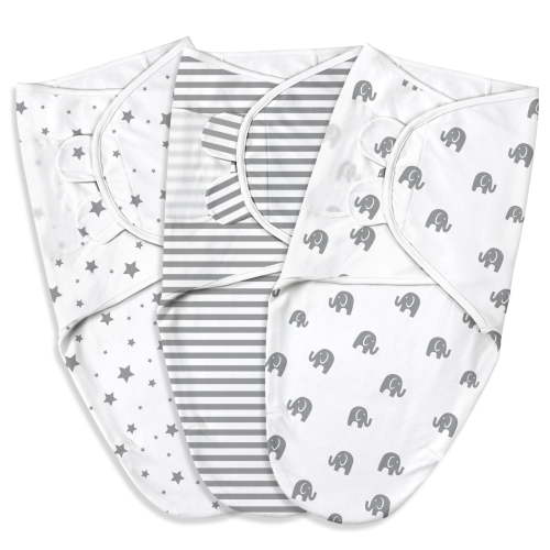 GLLQUEN BABY Mantas de Algodón Orgánico para Bebés de 0 a 3 Meses, Niños y Niñas, Pañales Ajustables para Recién Nacidos, Pack de 3 Envolturas, Brillo y Arcoíris