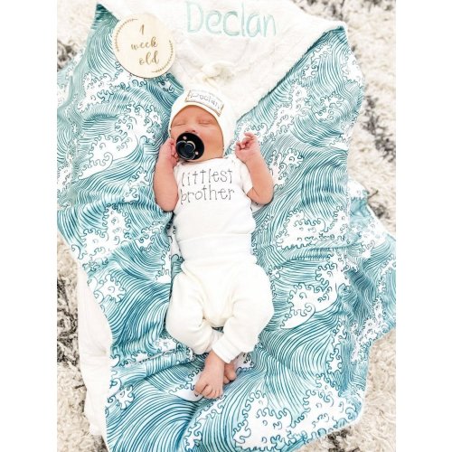 Waves Baby Blanket - Under the Sea Ocean Baby Blanket - Personalized Baby Blanket Boy - Nautical Minky Baby Blanket