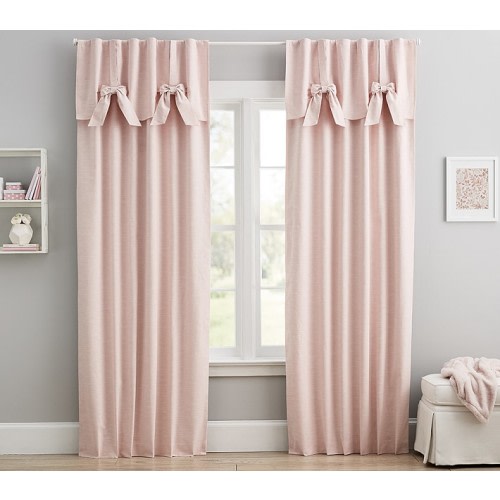 Evelyn Linen Blend Bow Valance Blackout Curtain