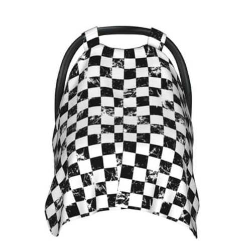 Car Seat Cover Baby - Creative checkered black white Breathable Infant Car Seat Cover for Baby Carseat, Lightweight Comfort Baby Essentials Must Haves Newborn Stuff for Girl Boy
