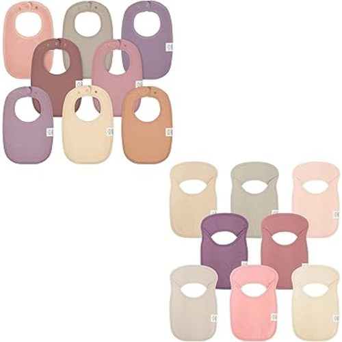 KeaBabies 8-Pack Organic Baby Bibs for Girls & Boys and 8-Pack Baby Bibs for Boys, Girls - Teething Baby Bibs for Boy, Girl - Pull-on Bibs for Baby Girl, Baby Boy - Newborn Bibs for Baby Girl, Boy