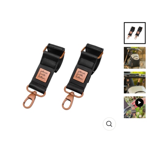 Valet Stroller Clips Bag Hooks in Matte Black & Antique Copper