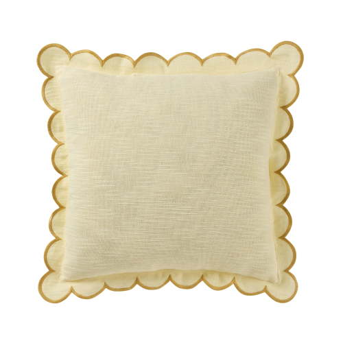 Home Decor Collection 19" x 19" Yellow Scallop Flange Cotton-Rich Decorate Pillow