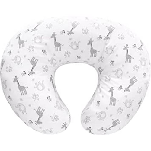 LAT Nursing Pillow and Positioner,Best for Mom Breastfeeding Pillow,100% Cotton Soft Fits Snug On Infant (Giraffe & Elephant)