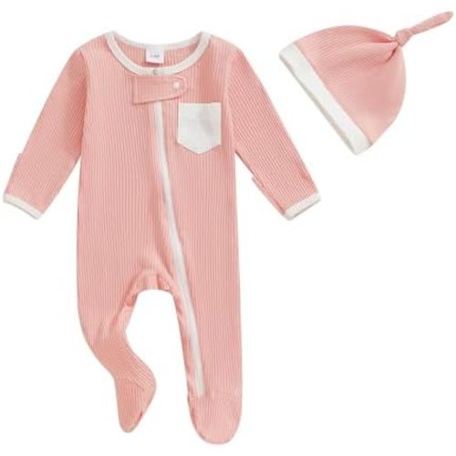 Adobabirl Newborn Coming Home Outfit Baby Girl Ruffle Romper Zipper Footie Jumpsuit Warm Fall Winter Clothes+Headband