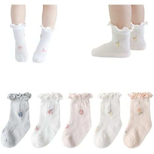 Baby Toddler Girls Ruffle Socks Girl's Frilly Dress Baby Summer Mesh Solid Crew Socks