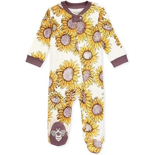 Burt's Bees Baby Girls Pajamas, Sleep and Play Loose Fit, 100% Organic Cotton Soft One-piece PJs, Sizes NB to 6-9 Months