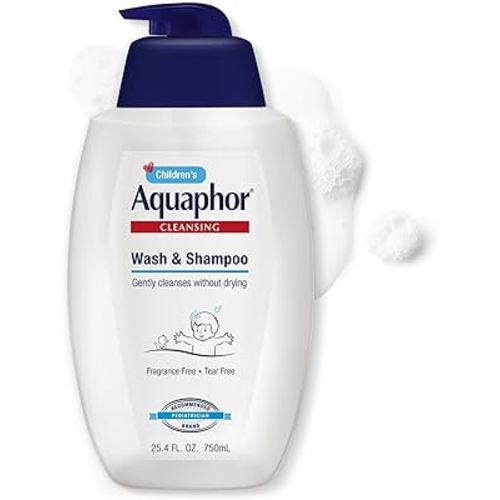 Aquaphor Children's Body Wash and Shampoo, Fragrance Free, Tear Free Shampoo and Body Wash for Kids, From Pediatrician-Recommended Brand, 25.4 Fl Oz Pump Bottle