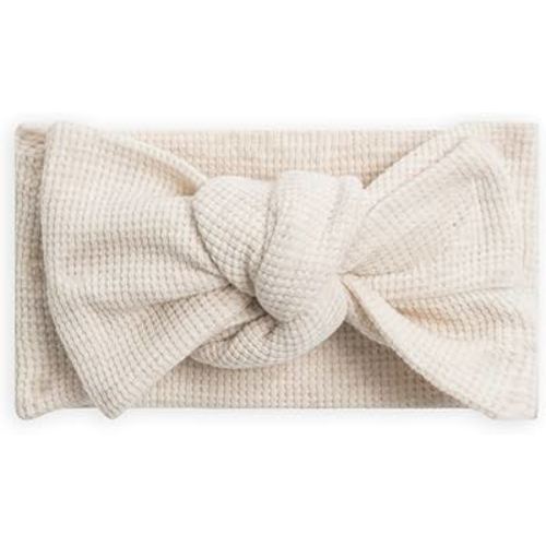 Colored Organics Baby Organic Cotton Hattie Bow Wrap Headband - Heather Oat Waffle