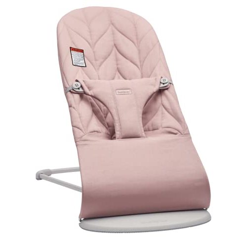BabyBjörn Bouncer Bliss, Light Gray Frame, Cotton, Petal Quilt, Dusty Pink