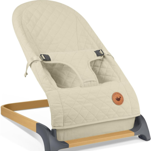 ANGELBLISS Baby Bouncer, Portable Bouncer Seat for Babies, Infants Bouncy Seat with Fabric, Natural Vibrations (Apricot)