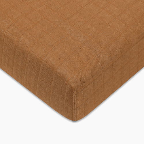 babyletto Crib Sheet in GOTS Certified Organic Muslin Cotton - Burnt Sienna